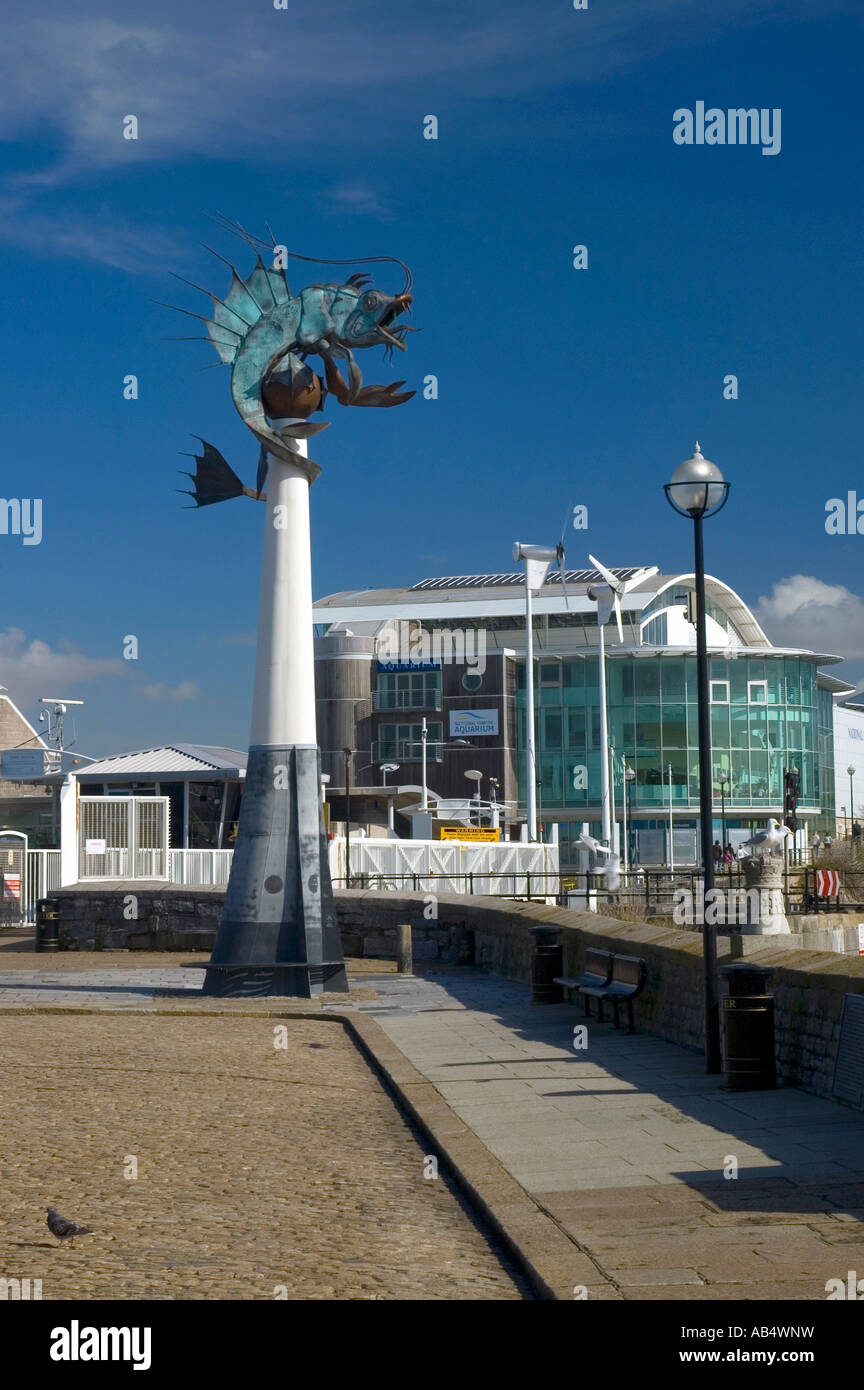 Fish sculpture by National Marine Aquarium the Barbican Plymouth Devon