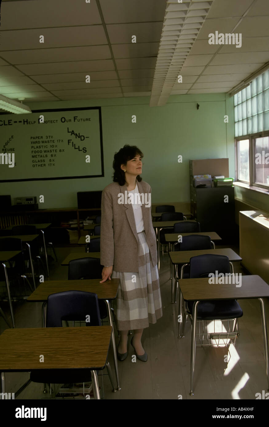 Female teacher alone in empty hires stock photography and images Alamy