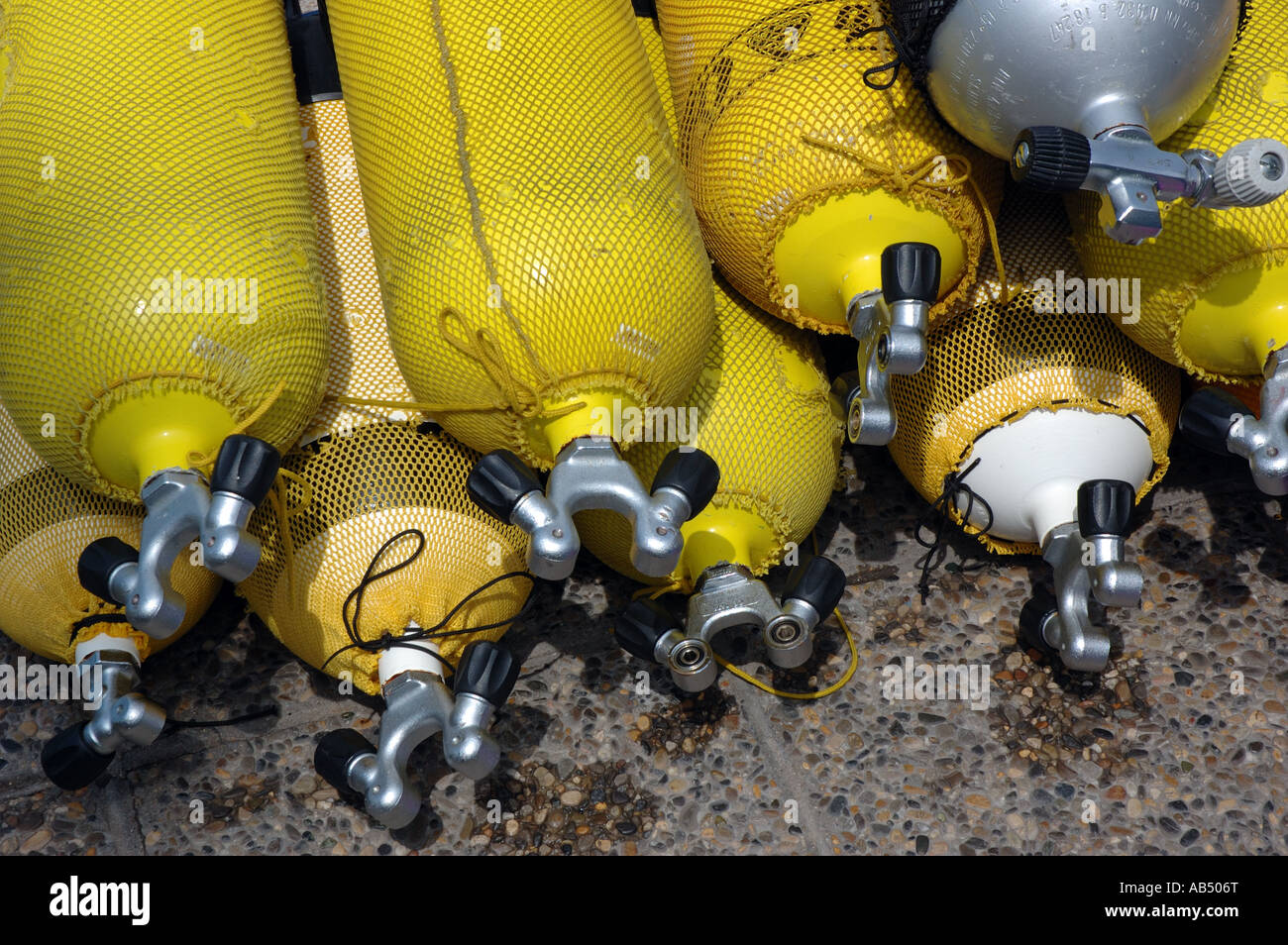 Scuba diving air bottles Stock Photo Alamy