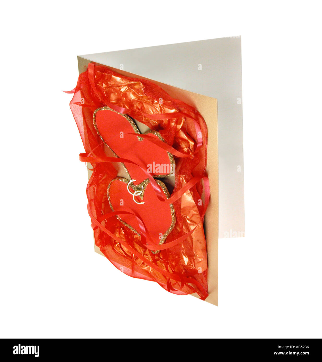 happy wedding card heart still life gift rings golden together happy wedding card love card letter loveletter red heart gold Stock Photo