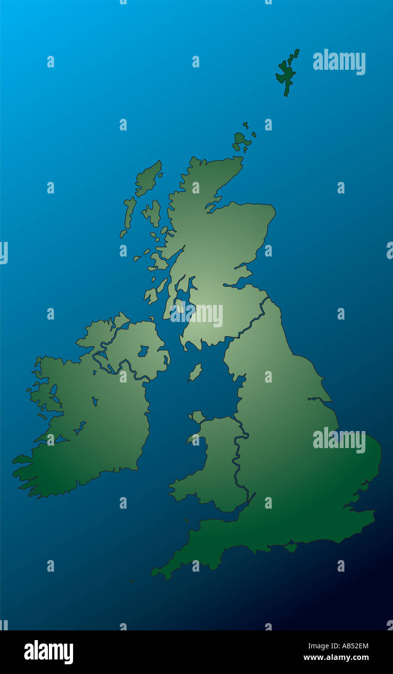 An illustration of the united kingdom in blue and green Stock Photo