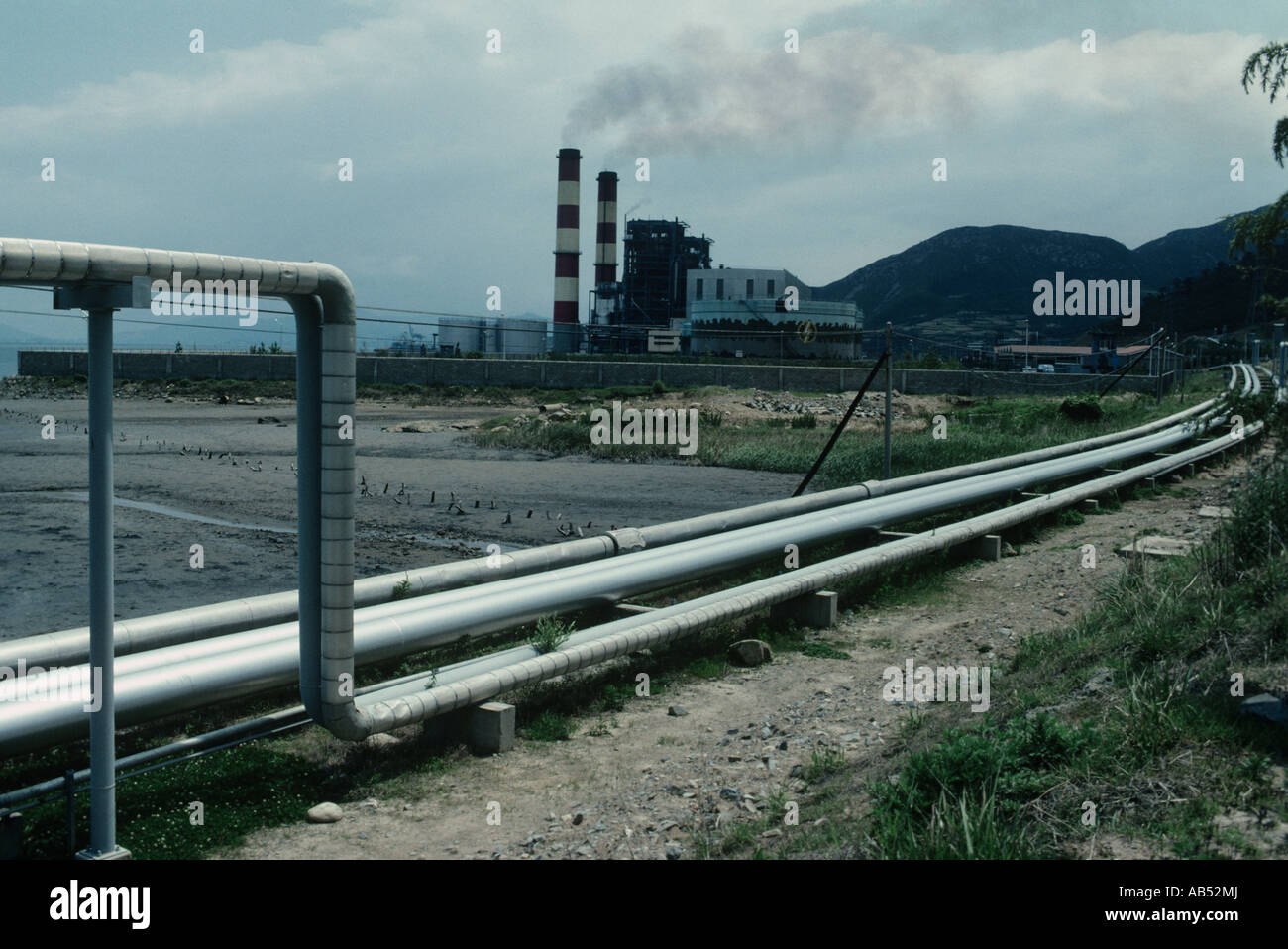 Korea, The Thermal Power Plant near Yeosu on the south coast.They became known as 'chaebols' or business groups Stock Photo