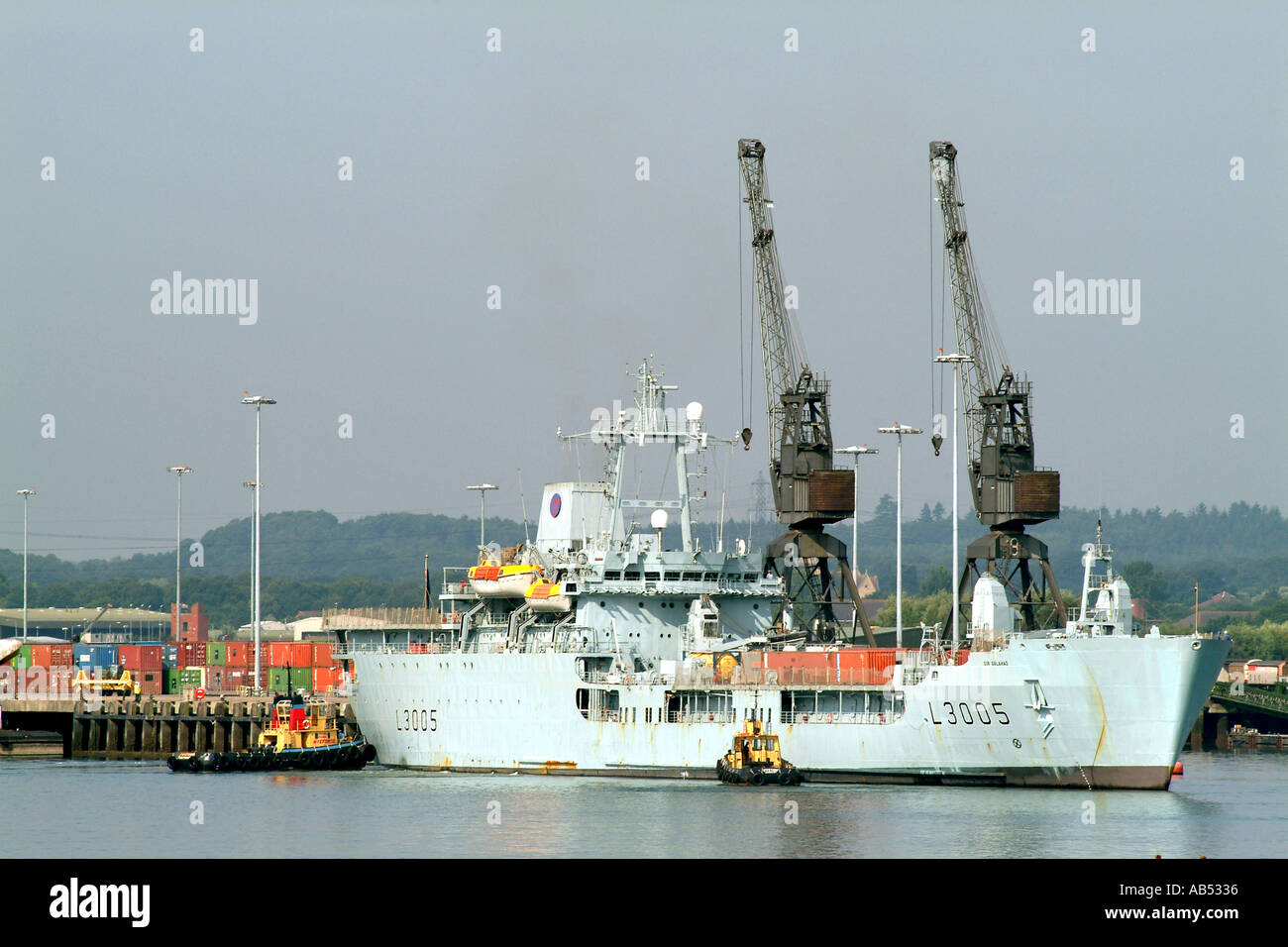 Sir Galahad Royal Navy Ship at Marchwood in the Port of Southampton southern England UK on return from Iraq Stock Photo