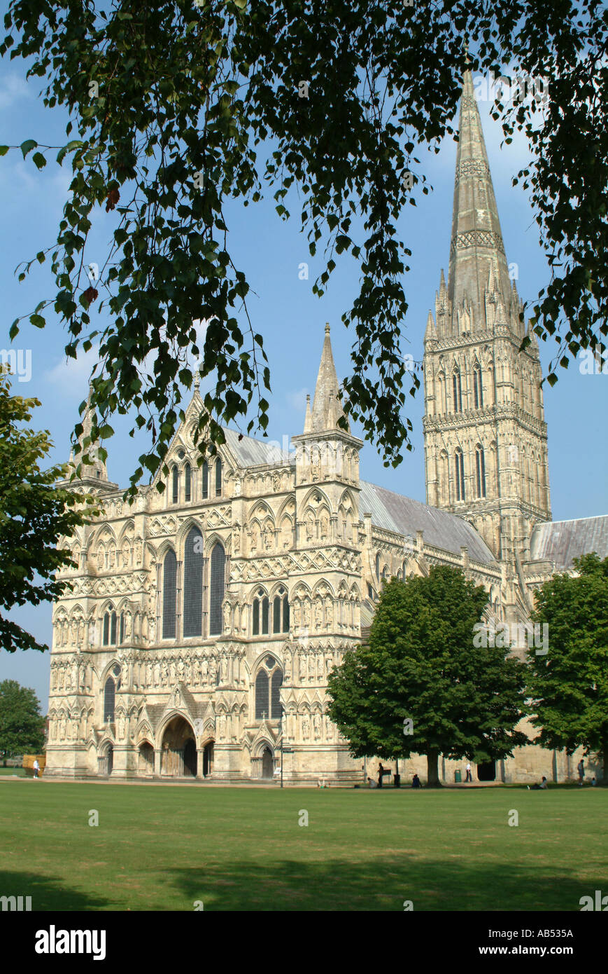 Salisbury St Marys Cathedral from West Walk Wiltshire England Stock ...