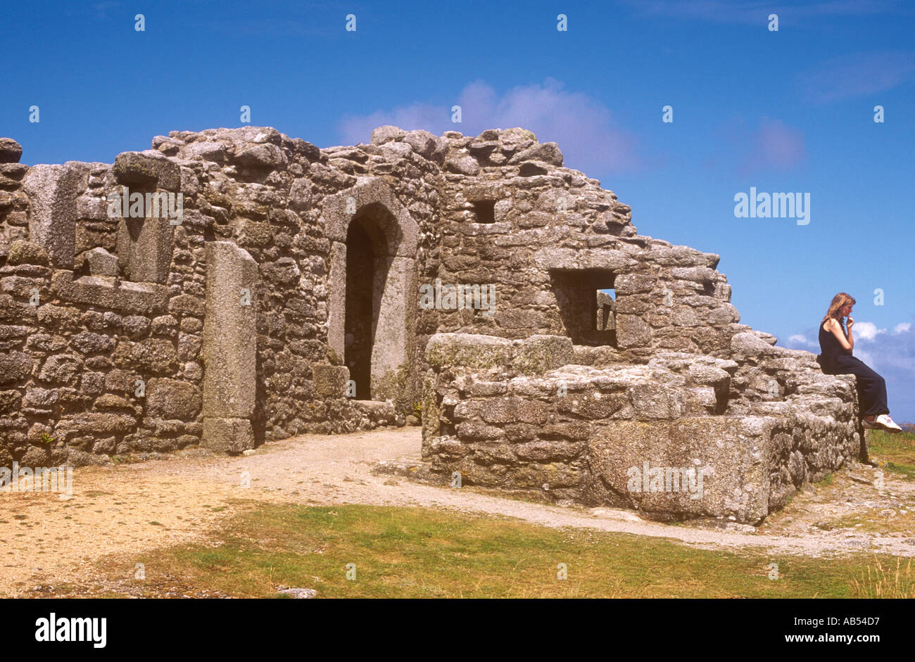 Ruins of King Charles Castle 16th century on the Island of Tresco Isles of Scilly Cornwall, UK Stock Photo