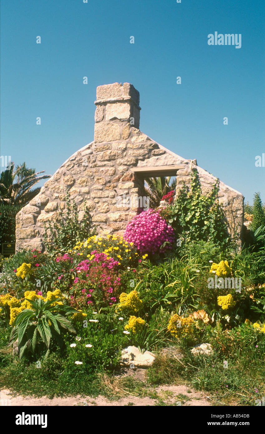 Ruins of a cottage at Old Grimsby on the island of Tresco Isles of Scilly Cornwall Stock Photo