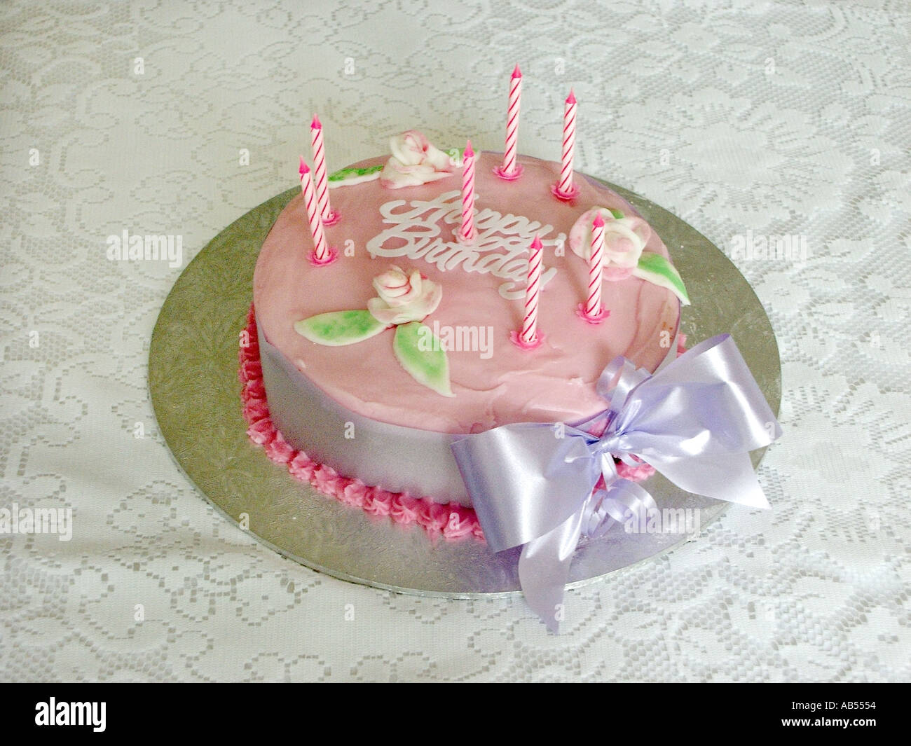 Birthday cake for 7 seven year old child Stock Photo