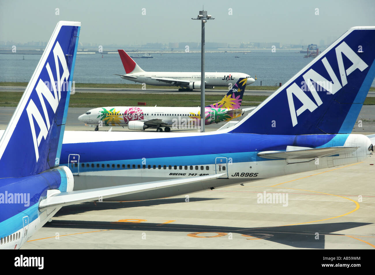 JPN, Japan, Tokyo Haneda Airport.Planes of ANA, All Nippon Airways and