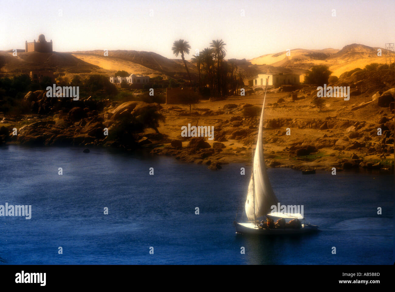 A felucca sailing on the River Nile at Aswan Egypt Stock Photo - Alamy