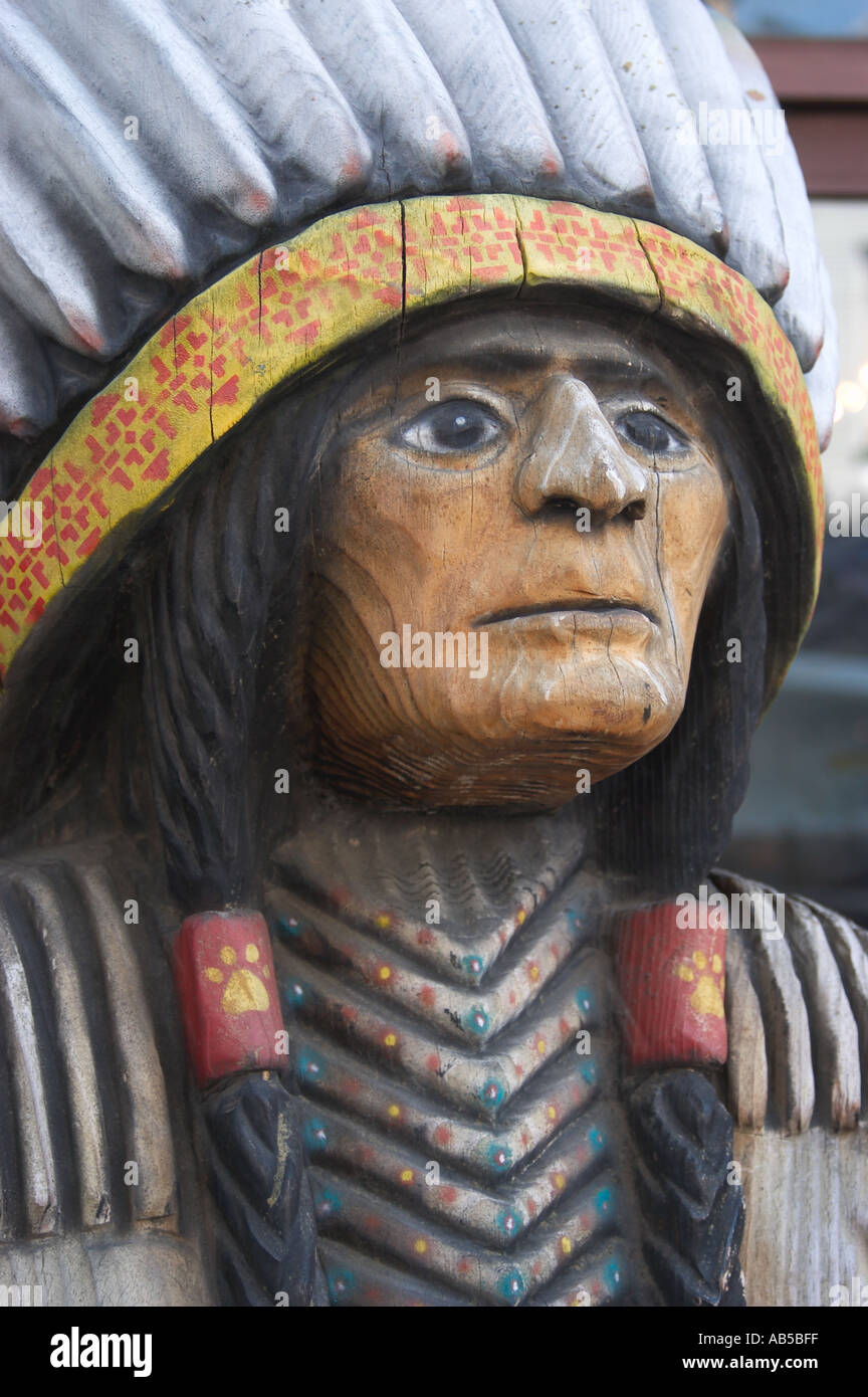 Wooden Cigar Store Indian Gaslamp Quarter San Diego California Stock