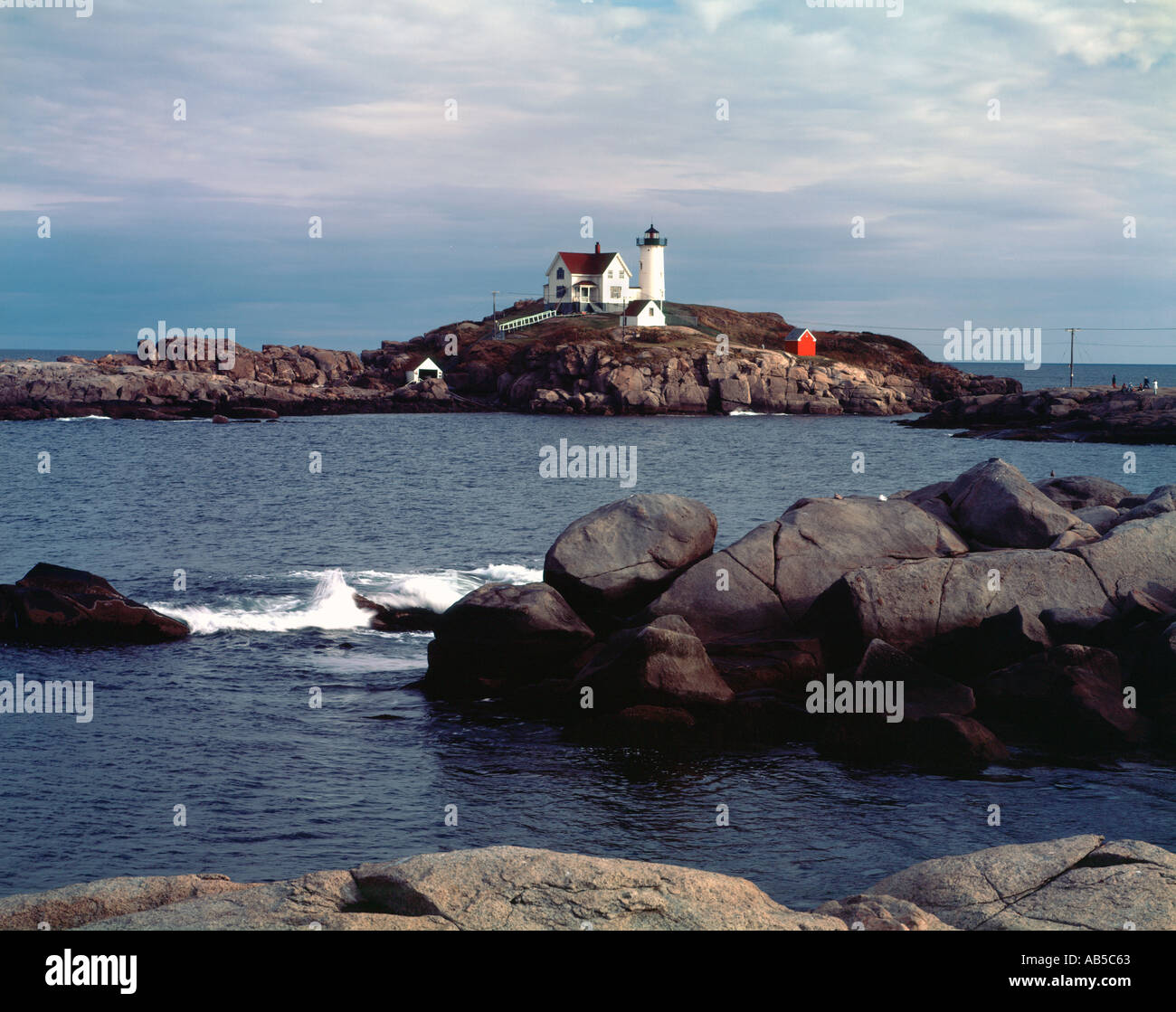 Cape Neddick Nubble Lighthouse At Long Sands Beach Near York Maine