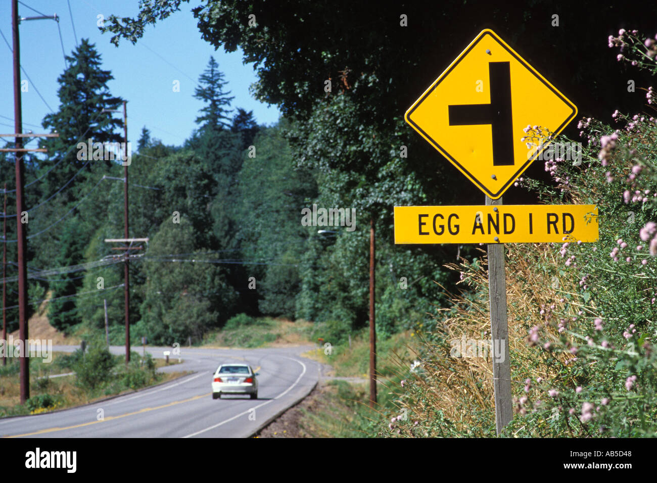 Egg And I Road road sign Chimacum Washington Stock Photo