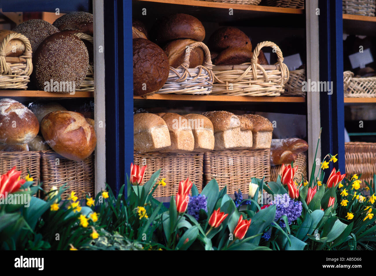 Bread Garden Bakery Window Display Of Fresh Breads And Baked Goods