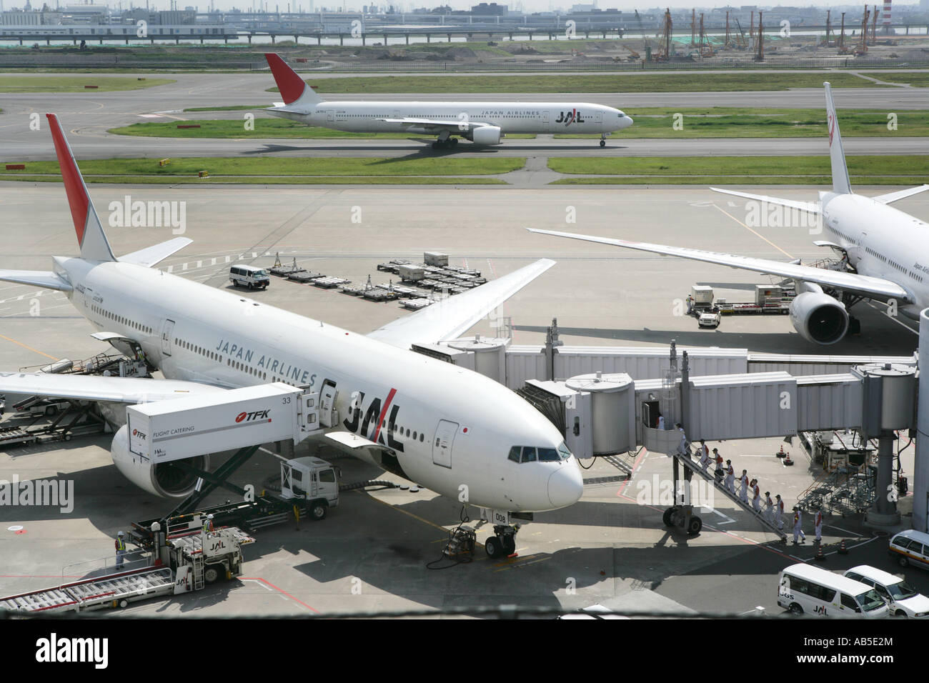 JPN, Japan, Tokyo: Haneda Airport. Planes of JAL, Japan Airlines Stock Photo