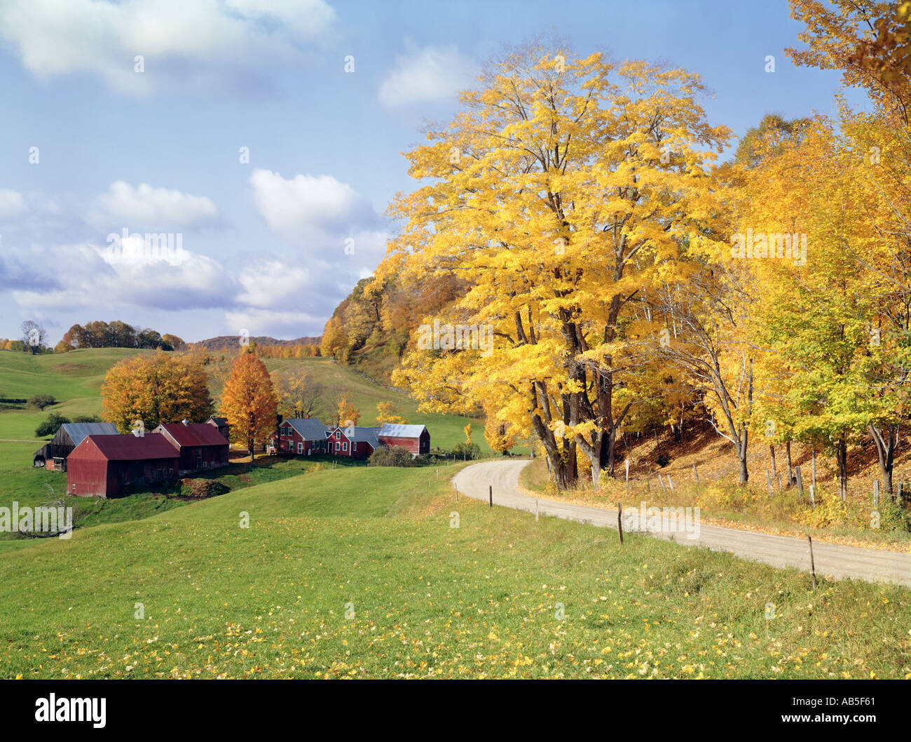 Jenne Farm in central Vermont USA during Fall foliage season Stock ...