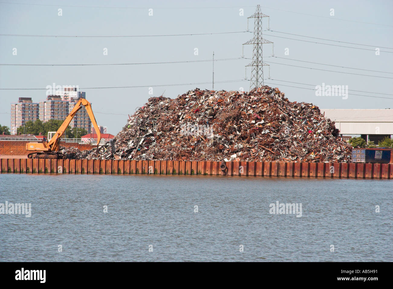 Rubbish dump pile landfill waste produce products man made Stock Photo
