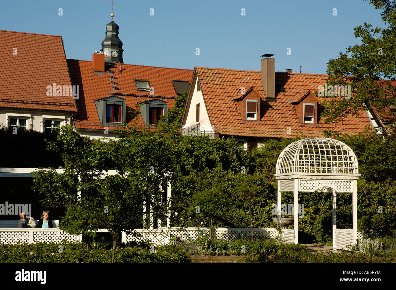 White pergola in garden hi-res stock photography and images - Alamy