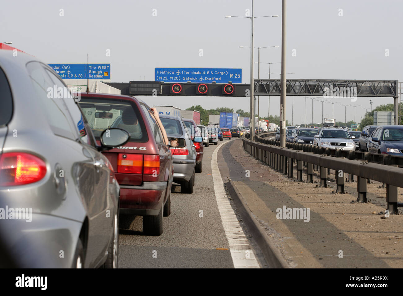 Traffic queue on the M25 motorway Stock Photo