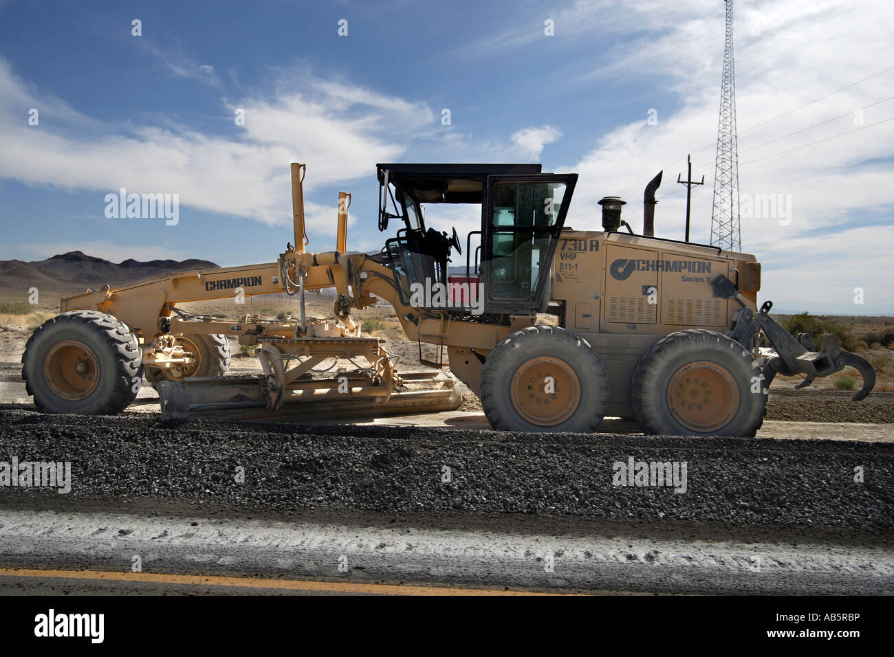 Road maintenance machine grader Stock Photo Alamy