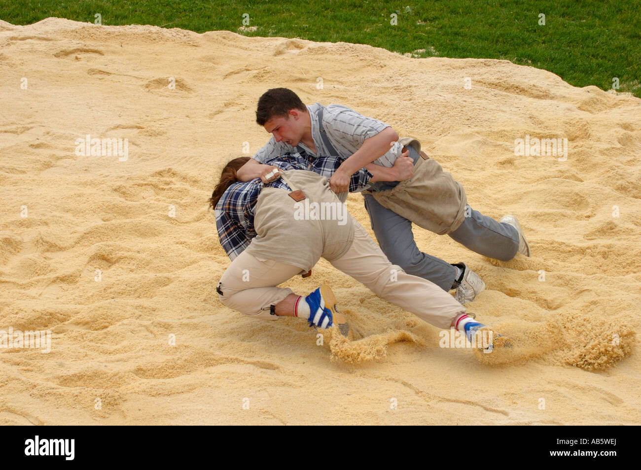 Swiss traditional wrestling - 'Lutte' or 'Schwingen' Stock Photo