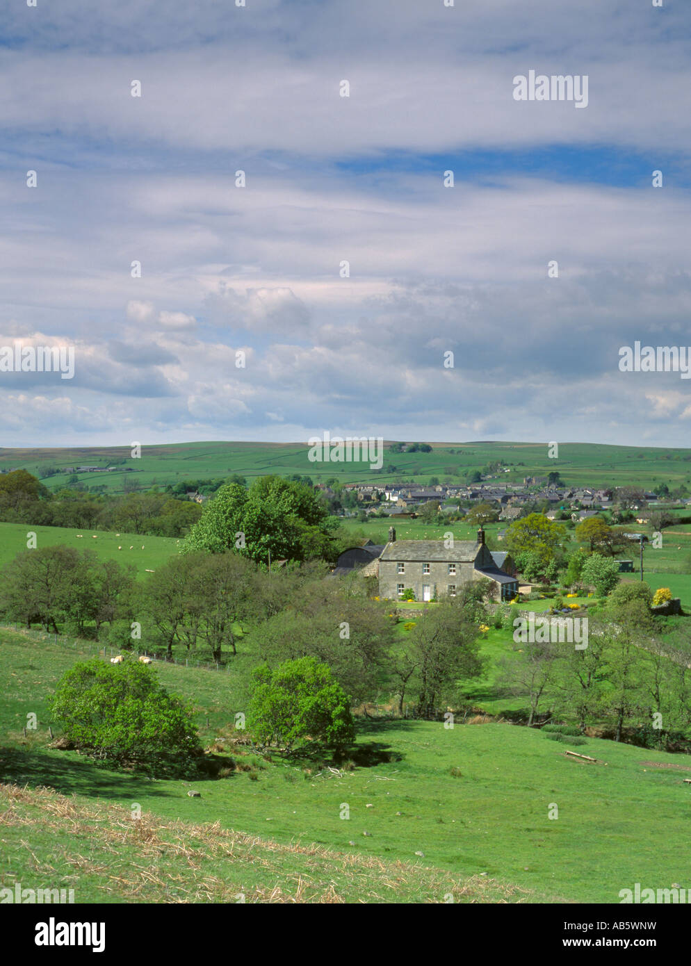 Bellingham village, seen from the south over Eals, Northumberland, England, UK. Stock Photo