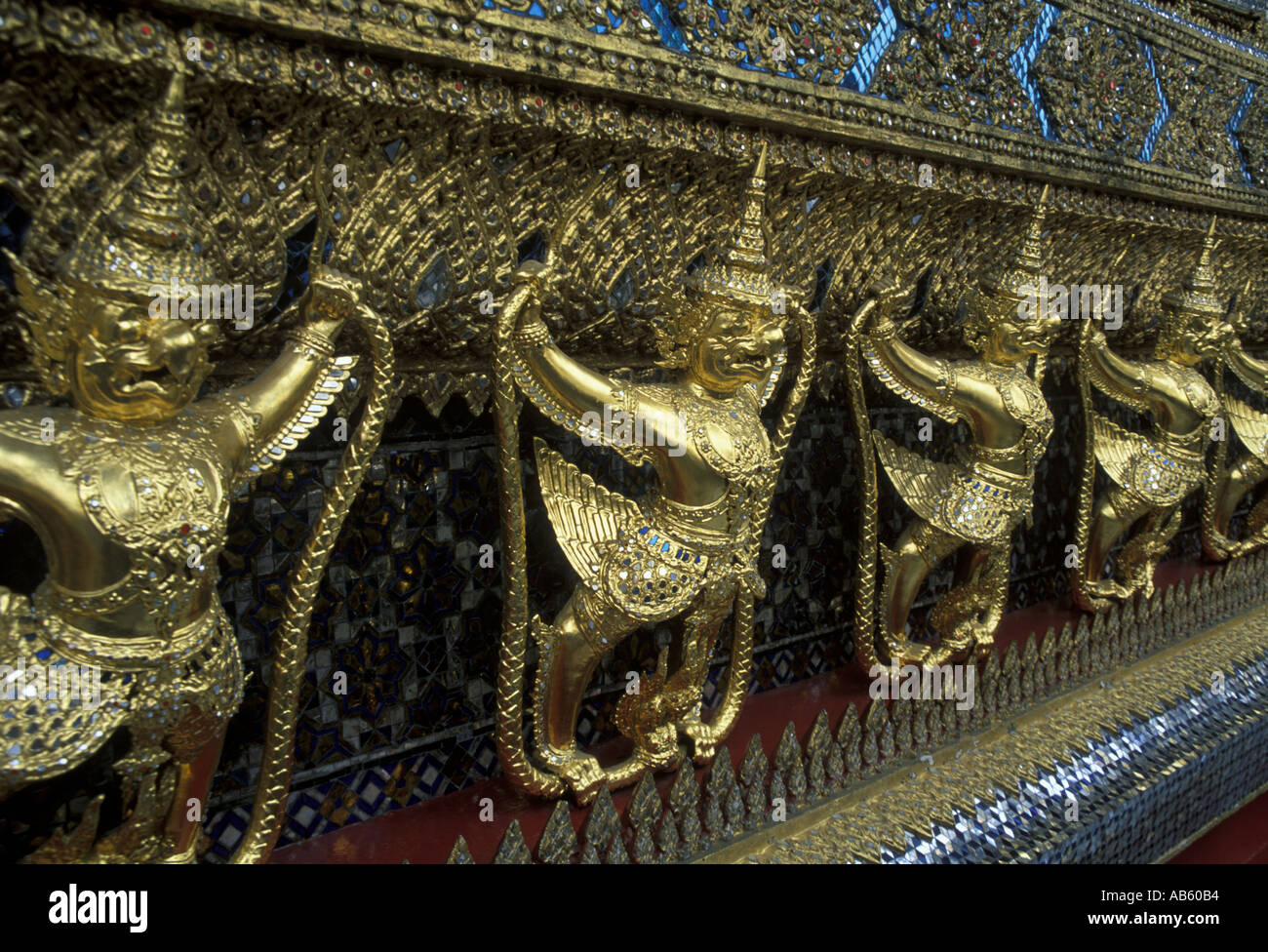 Thailand Bangkok Wat Phra Kaeo Garudas on the Bot of the Emerald Buddha Stock Photo