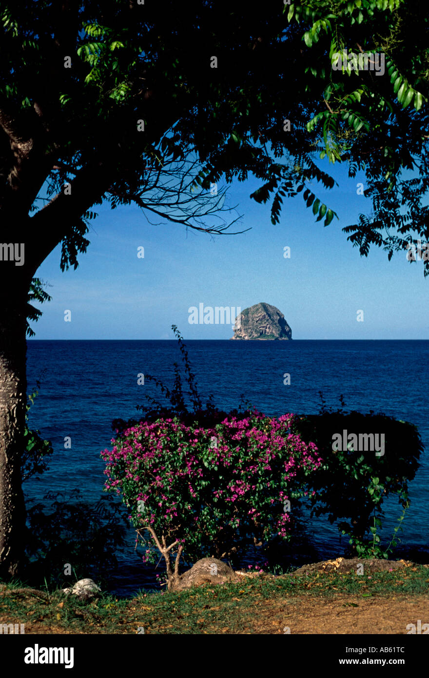 Diamond Rock, Rocher du Diamant, uninhabited island, view from Grande Anse du Diamant, Le