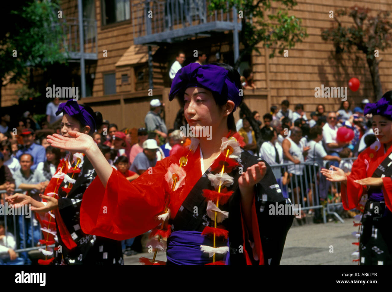 Japanese woman, parade, Cherry Blossom Festival, Japantown, San Francisco, California, United States Stock Photo
