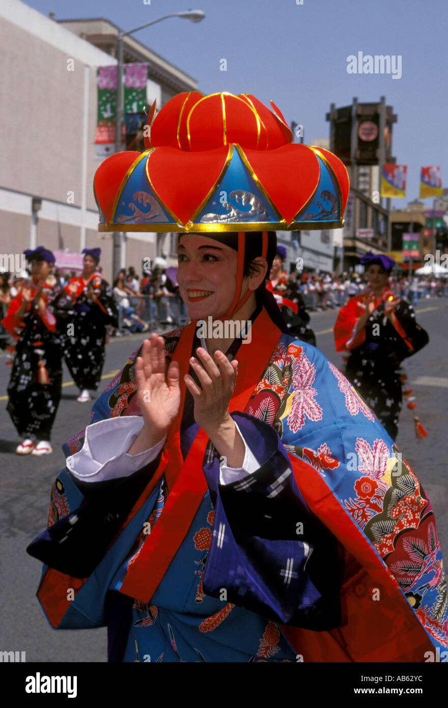Japanese woman, adult woman, parade, Cherry Blossom Festival, Japantown, San Francisco, California, United States Stock Photo