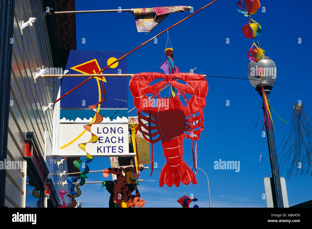 Kites Fly From Storefront On Main Street Long Beach Washington Stock Photo Alamy