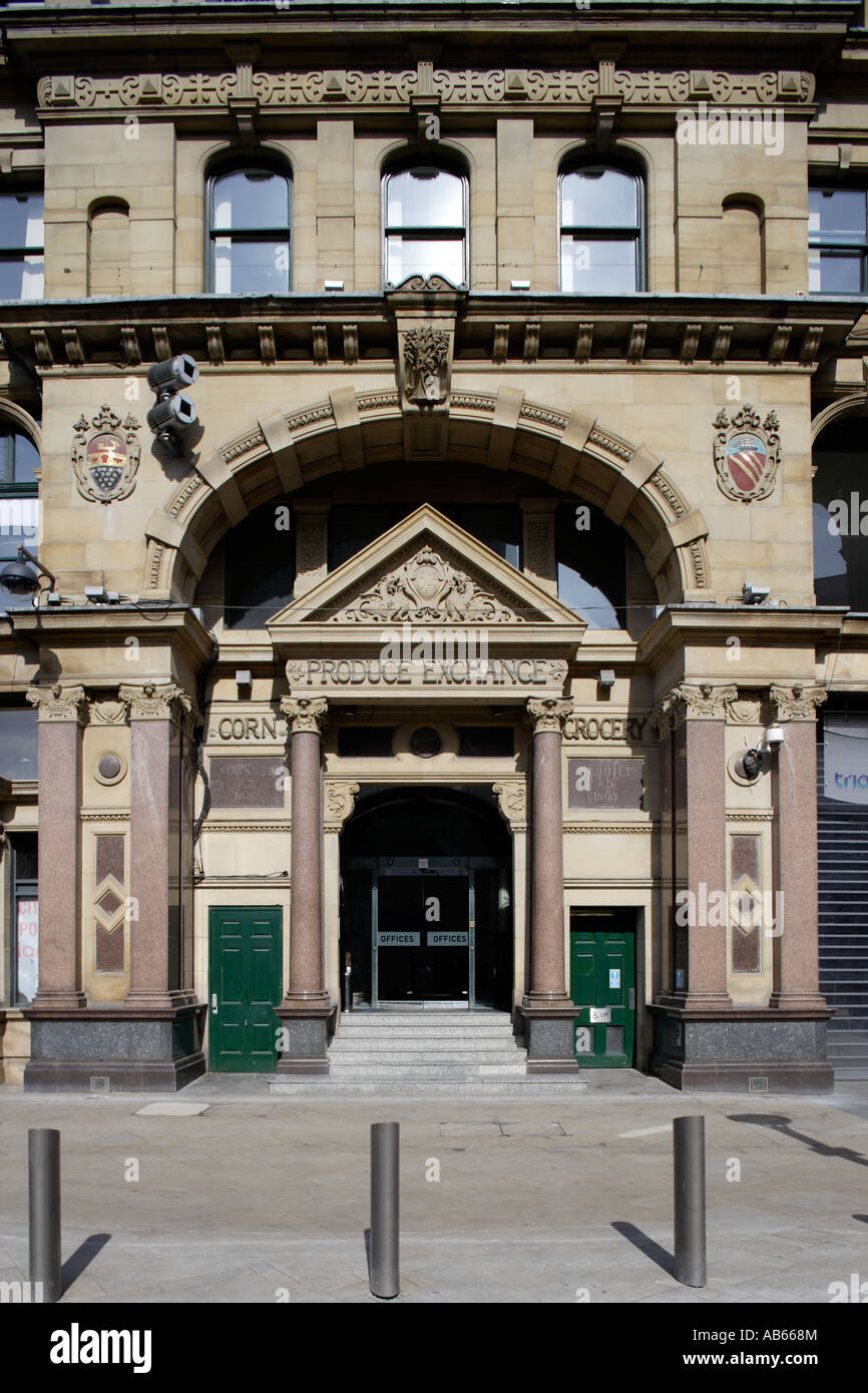 Office entree Corn & Produce Exchange building in Manchester UK Stock