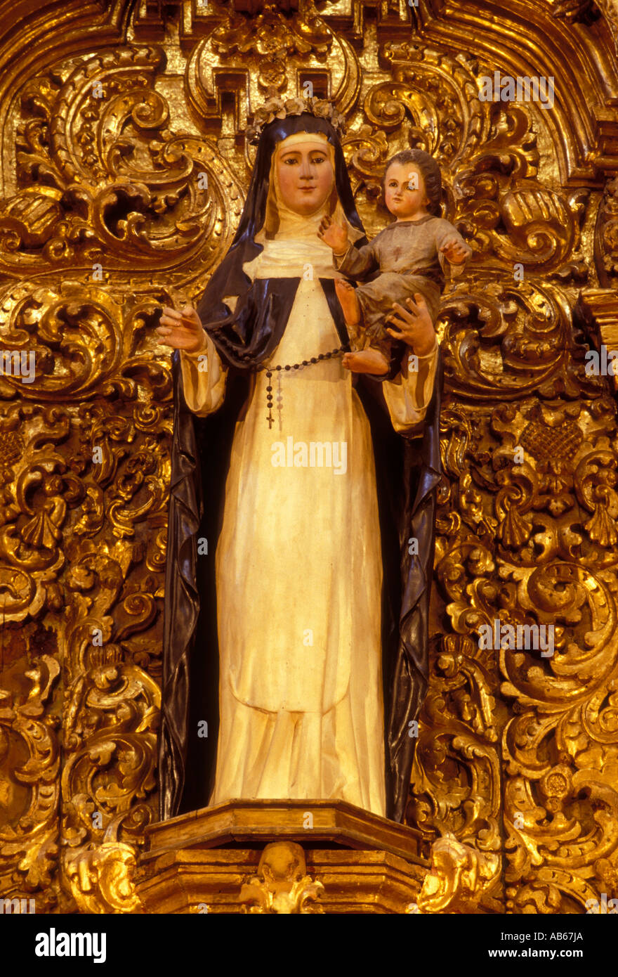 Virgin Mary with Christ as Child, Virgin Mary, Christ as Child, baby Jesus, Jesus Christ, Las Rosas Church, Morelia, Michoacan State, Mexico Stock Photo
