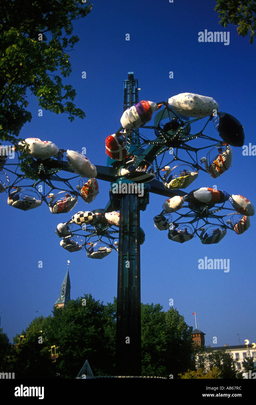 revolving ride, amusement ride, mechanical ride, amusement park, Tivoli Gardens, Copenhagen, Denmark, Europe Stock Photo