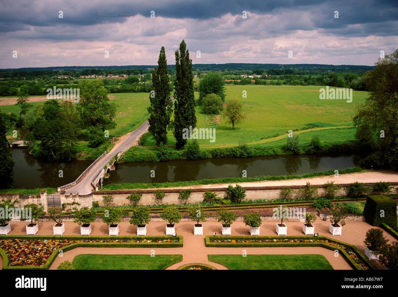garden, gardens, Chateau d’Usse, Castle of Usse, Chateau Usse, commune, Rigny-Usse, Loire Valley, Indre-et-Loire department, Centre Region, France Stock Photo