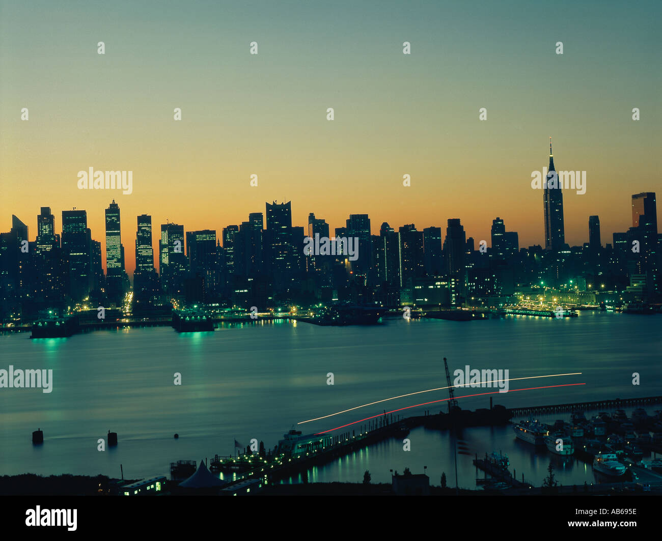 New York City USA skyline at night Stock Photo - Alamy