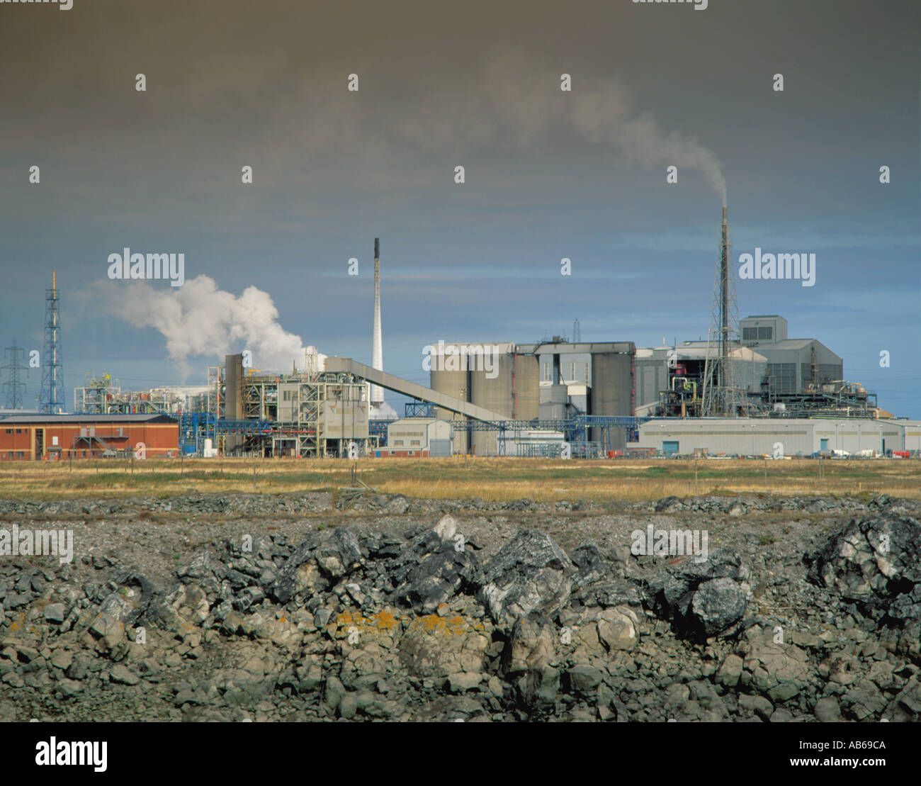 Industrial landscape; Tioxide plant at Greatham, Hartlepool, Teesside, Cleveland, England, UK. Stock Photo