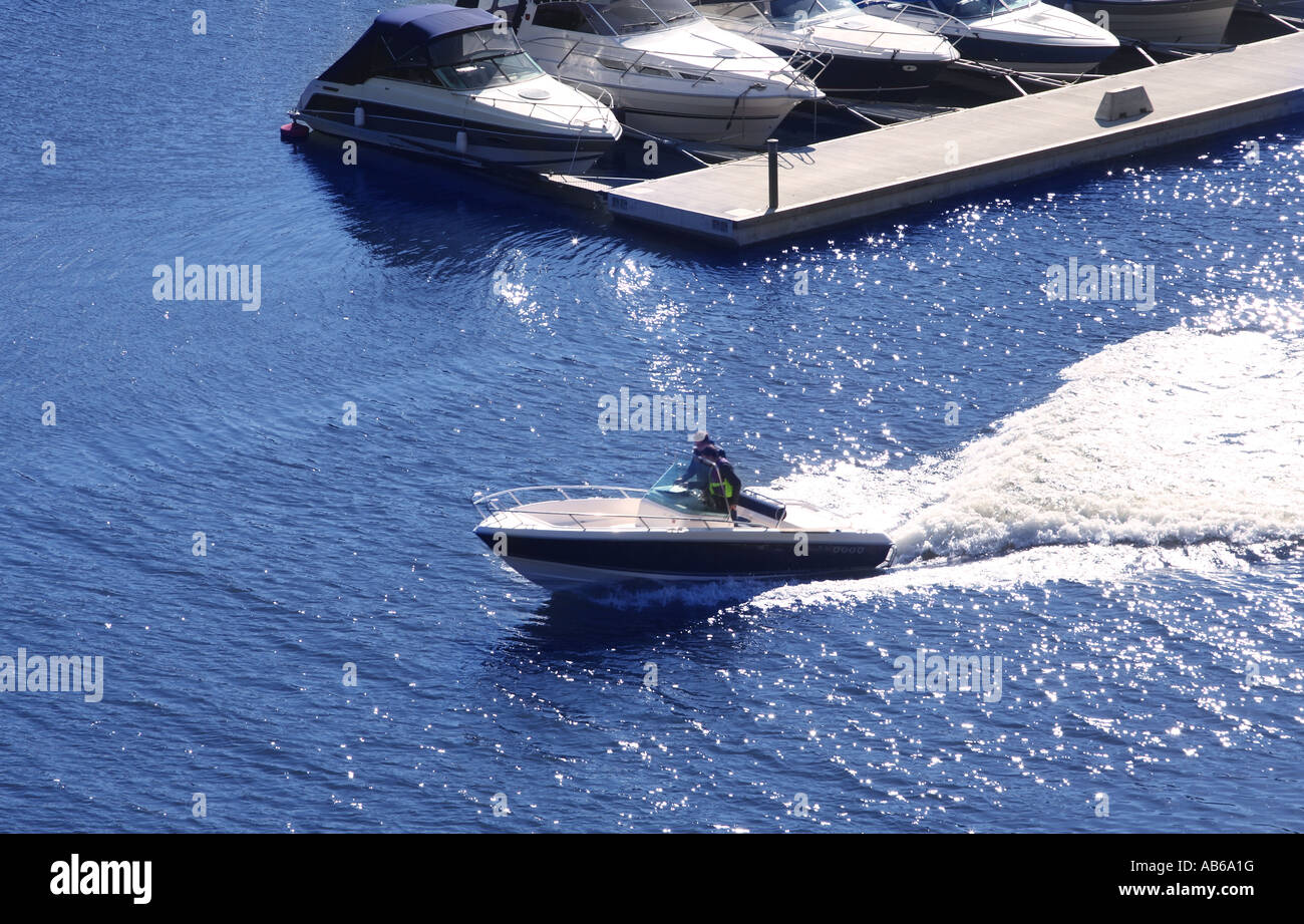 Speedboat cruising in the sea Stock Photo - Alamy