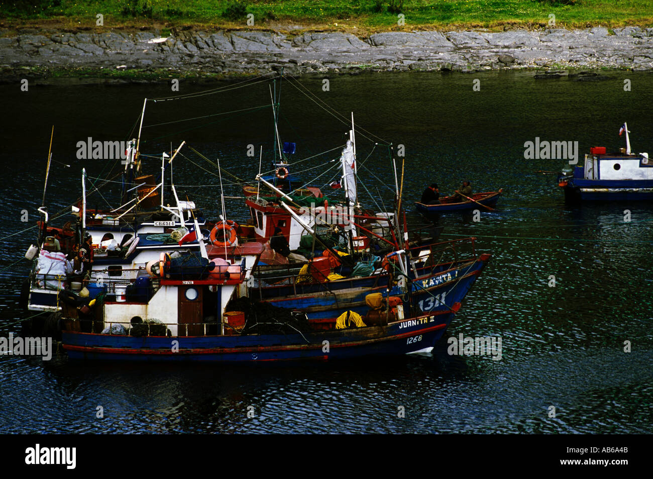 PUERTO HAMBRE now a FISHING VILLAGE was the first settlement on the STRAIT OF MAGELLAN PATAGONIA CHILE Stock Photo