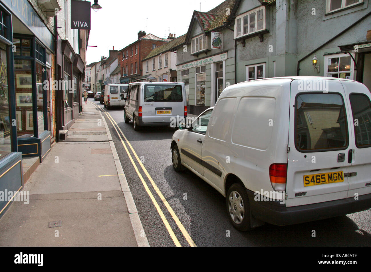 heavy traffic in surrey market town of Dorking surrey UK Stock Photo