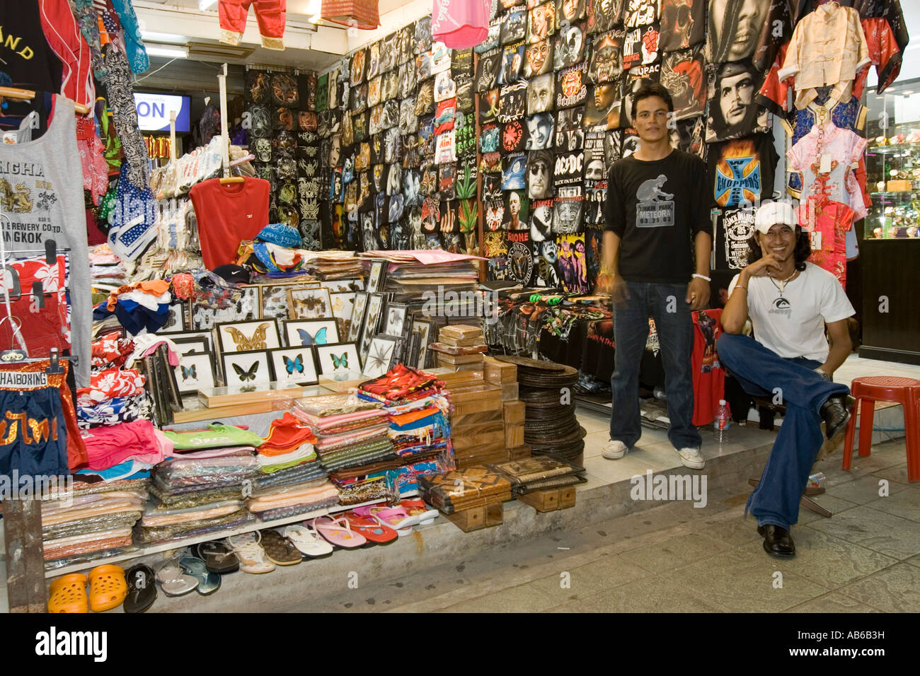 Young male assistants at T shirt shop Bangla Road Patong Beach Thailand