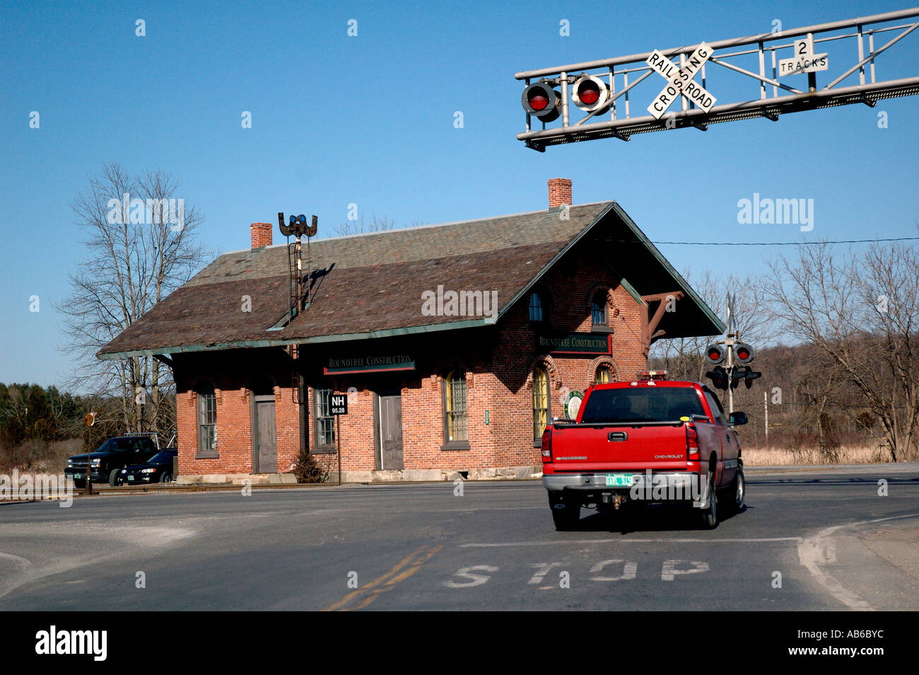 Remote rural Vermont railway station house with pick-up truck Stock ...