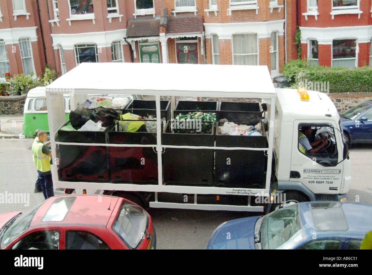 london haringey mobile recycling collection and sorting on back of