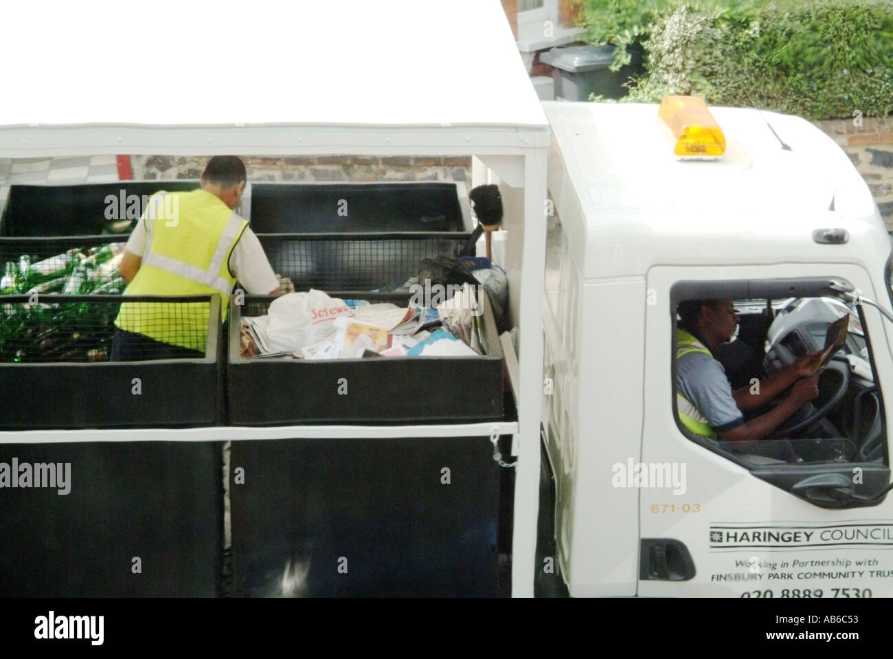 london haringey mobile recycling collection and sorting on back of