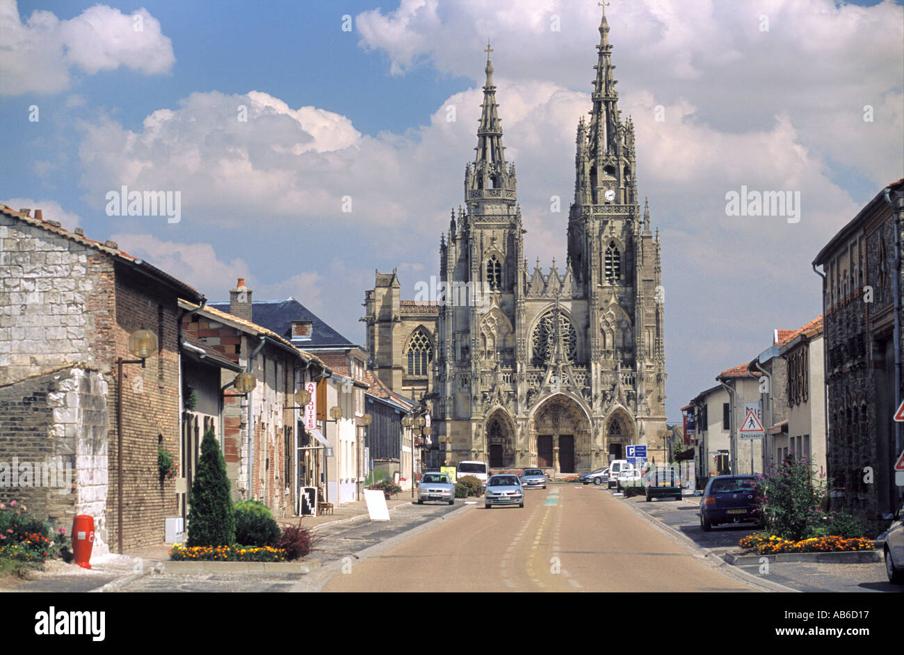 The town of L'Epine in the Champagne country of France, dominated by its 15th-century basilica Stock Photo