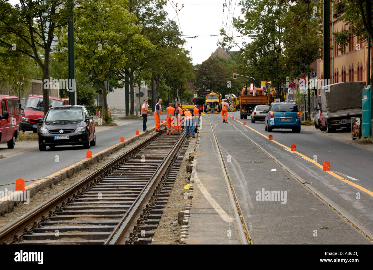 Maintenance work on tram tracks in Duesseldorf Germany 2007 Stock Photo Alamy