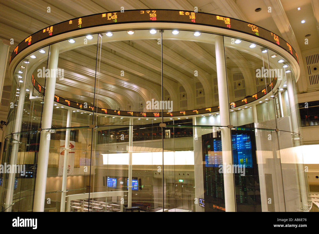 The interior of the new high tech Tokyo Stock Exchange Japan Stock Photo