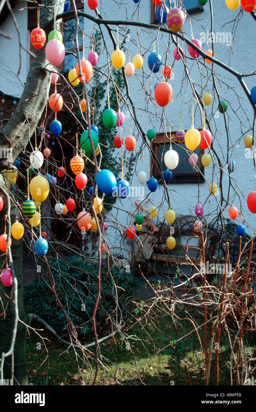 Traditional easter egg tree in Bavaria Germany Stock Photo Alamy