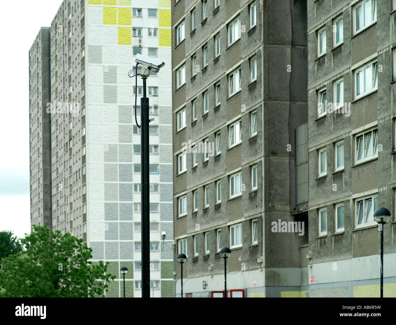 View of Security camera with housing estate at high rise development Stock ...