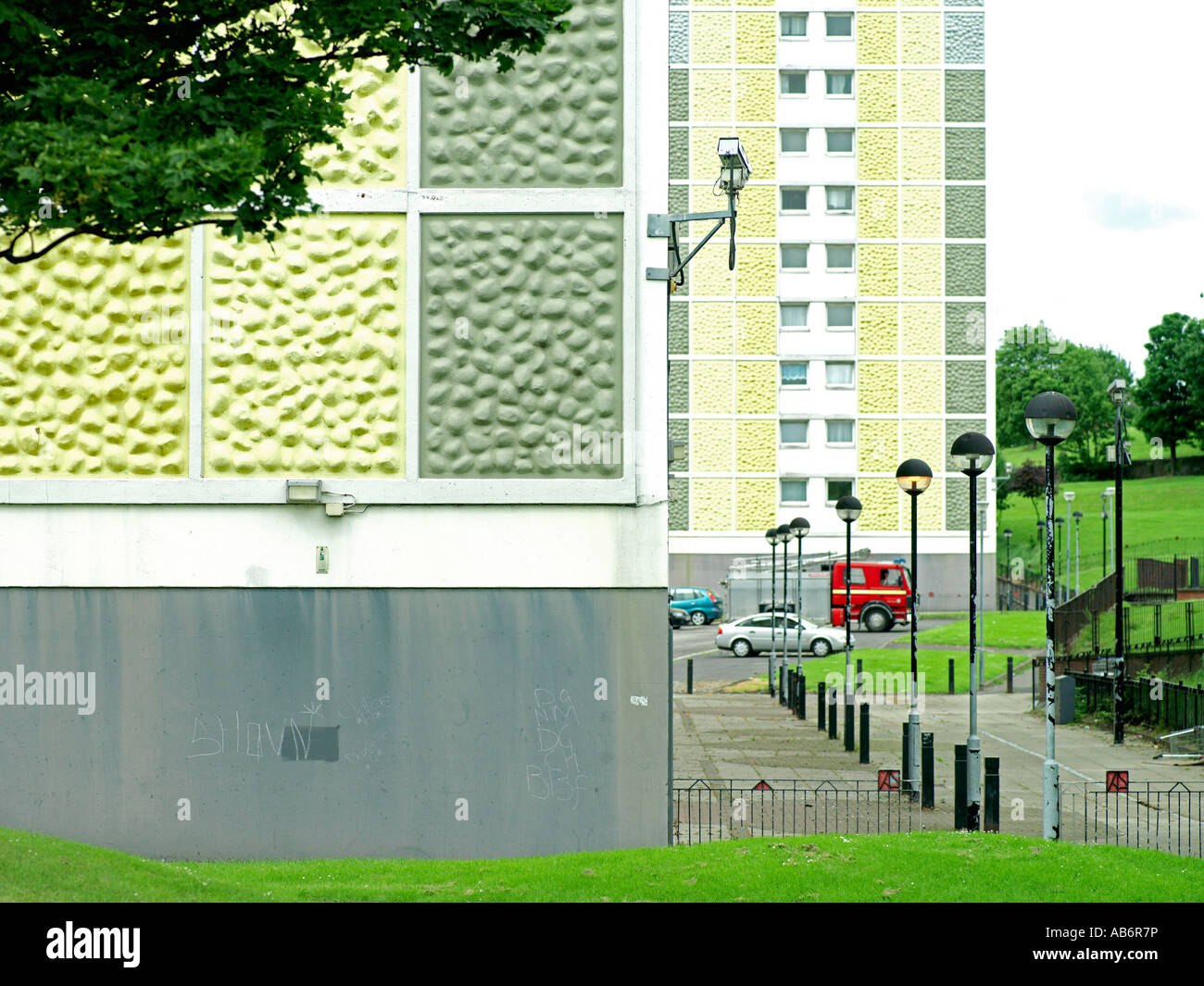 Detail section of High Rise flats in Glasgow Stock Photo Alamy