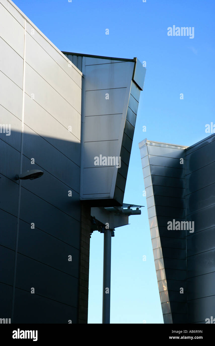 geometric shape of modern architecture aluminum steel wall Stock Photo